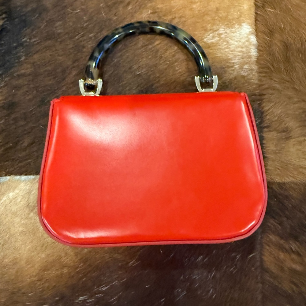 EDIE PARKER Tortoise-detail Leather Mini Bag In Red - Picture 6 of 7
